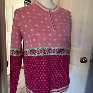 Hanna Andersson Pink Mix Knit Zip-Up Sweater